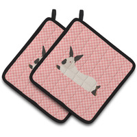 "Caroline's Treasures California White Rabbit Pink Check Decorated Pot Holder, 7.5"" x 7.5"""
