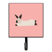 "Caroline's Treasures California White Rabbit Pink Check Wall Hook, Small, Multicolor"
