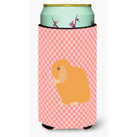 "Caroline's Treasures Holland Lop Rabbit Pink Check Decorative Can Hugger, Tall Boy, Multicolor"