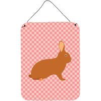 "Caroline's Treasures Rex Rabbit Pink Check Metal Print, 16hx12w, Multicolor"