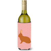 "Caroline's Treasures Rex Rabbit Pink Check Decorative Bottle Hugger, 750 ml, Multicolor"