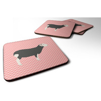 "Caroline's Treasures Herwick Sheep Pink Check Decorative coasters, 3.5, Multicolor"
