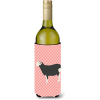 "Caroline's Treasures Herwick Sheep Pink Check Decorative Bottle Hugger, 750 ml, Multicolor"