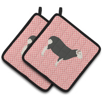 "Caroline's Treasures Herwick Sheep Pink Check Decorated Pot Holder, 7.5"" x 7.5"""