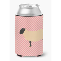 "Caroline's Treasures Suffolk Sheep Pink Check Decorative Can Hugger, Multicolor"