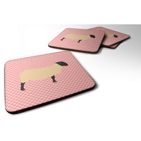 "Caroline's Treasures Suffolk Sheep Pink Check Decorative coasters, 3.5, Multicolor"