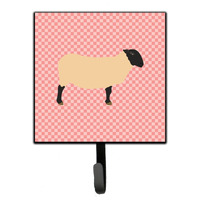 "Caroline's Treasures Suffolk Sheep Pink Check Wall Hook, Small, Multicolor"