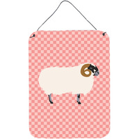 "Caroline's Treasures Scottish Blackface Sheep Pink Check Metal Print, 16hx12w, Multicolor"