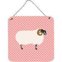 "Caroline's Treasures Pink Scottish Blackface Sheep Check Metal Print, 6"" H x 6"" W"