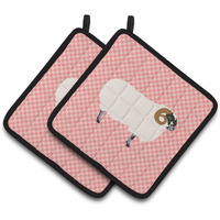 "Caroline's Treasures Scottish Blackface Sheep Pink Check Decorated Pot Holder, 7.5"" x 7.5"""
