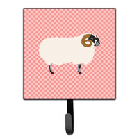 "Caroline's Treasures Scottish Blackface Sheep Pink Check Wall Hook, Small, Multicolor"