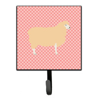 "Caroline's Treasures Pink Check English Leicester Longwool Sheep Wall Hook, Small, Multicolor"