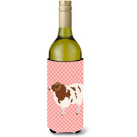 "Caroline's Treasures Jacob Sheep Pink Check Decorative Bottle Hugger, 750 ml, Multicolor"