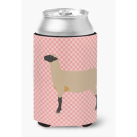 "Caroline's Treasures Hampshire Down Sheep Pink Check Decorative Can Hugger, Multicolor"