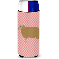 "Caroline's Treasures East Friesian Sheep Pink Check Decorative Can Hugger, Slim, Multicolor"