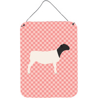 "Caroline's Treasures Dorper Sheep Pink Check Metal Print, 16hx12w, Multicolor"