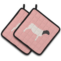 "Caroline's Treasures Dorper Sheep Pink Check Decorated Pot Holder, 7.5"" x 7.5"""