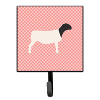 "Caroline's Treasures Dorper Sheep Pink Check Wall Hook, Small, Multicolor"