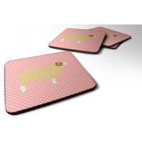 "Caroline's Treasures Horned Dorset Sheep Pink Check Decorative coasters, 3.5, Multicolor"