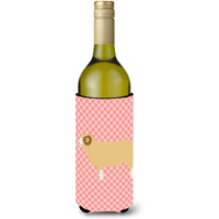 "Caroline's Treasures Horned Dorset Sheep Pink Check Decorative Bottle Hugger, 750 ml, Multicolor"