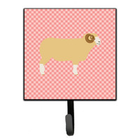 "Caroline's Treasures Horned Dorset Sheep Pink Check Wall Hook, Small, Multicolor"