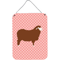 "Caroline's Treasures Merino Sheep Pink Check Metal Print, 16hx12w, Multicolor"