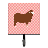 "Caroline's Treasures Merino Sheep Pink Check Wall Hook, Small, Multicolor"