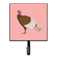 "Caroline's Treasures Bourbon Red Turkey Hen Pink Check Wall Hook, Small, Multicolor"