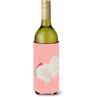 "Caroline's Treasures White Holland Turkey Pink Check Decorative Bottle Hugger, 750 ml, Multicolor"