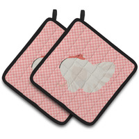"Caroline's Treasures White Holland Turkey Pink Check Decorated Pot Holder, 7.5"" x 7.5"""
