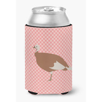 "Caroline's Treasures Jersey Buff Turkey Hen Pink Check Decorative Can Hugger, Multicolor"