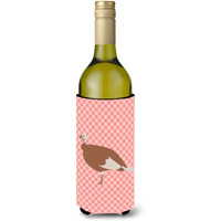 "Caroline's Treasures Jersey Buff Turkey Hen Pink Check Decorative Bottle Hugger, 750 ml, Multicolor"