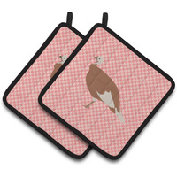 "Caroline's Treasures Jersey Buff Turkey Hen Pink Check Decorated Pot Holder, 7.5"" x 7.5"""