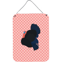 "Caroline's Treasures Norfolk Black Turkey Pink Check Metal Print, 16hx12w, Multicolor"