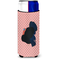 "Caroline's Treasures Norfolk Black Turkey Pink Check Decorative Can Hugger, Slim, Multicolor"