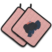 "Caroline's Treasures Norfolk Black Turkey Pink Check Decorated Pot Holder, 7.5"" x 7.5"""