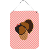 "Caroline's Treasures Bronze Turkey Pink Check Metal Print, 16hx12w, Multicolor"