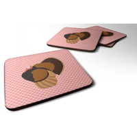 "Caroline's Treasures Bronze Turkey Pink Check Decorative coasters, 3.5, Multicolor"