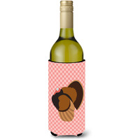 "Caroline's Treasures Bronze Turkey Pink Check Decorative Bottle Hugger, 750 ml, Multicolor"