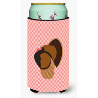 "Caroline's Treasures Bronze Turkey Pink Check Decorative Can Hugger, Tall Boy, Multicolor"