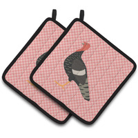 "Caroline's Treasures Marragansett Turkey Pink Check Decorated Pot Holder, 7.5"" x 7.5"""