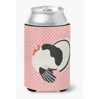 "Caroline's Treasures Royal Palm Turkey Pink Check Decorative Can Hugger, Multicolor"