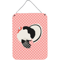 "Caroline's Treasures Royal Palm Turkey Pink Check Metal Print, 16hx12w, Multicolor"