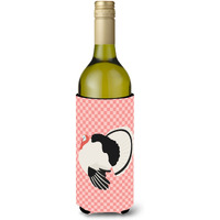 "Caroline's Treasures Royal Palm Turkey Pink Check Decorative Bottle Hugger, 750 ml, Multicolor"