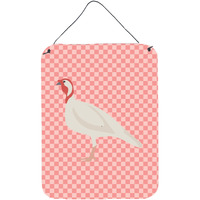 "Caroline's Treasures Pink Check Beltsville Small White Turkey Hen Metal Print, 16hx12w, Multicolor"