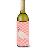 "Caroline's Treasures Beltsville Small White Turkey Hen Pink Check Decorative Bottle Hugger, 750 ml, Multicolor"