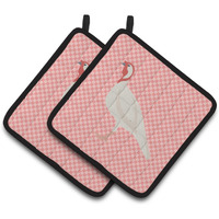 "Caroline's Treasures Beltsville Small White Turkey Hen Pink Check Decorated Pot Holder, 7.5"" x 7.5"""