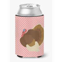 "Caroline's Treasures French Turkey Dindon Pink Check Decorative Can Hugger, Multicolor"