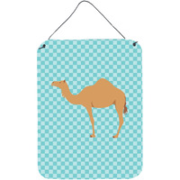 "Caroline's Treasures Arabian Camel Dromedary Blue Check Metal Print, 16hx12w, Multicolor"
