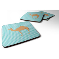 "Caroline's Treasures Arabian Camel Dromedary Blue Check Decorative coasters, 3.5, Multicolor"